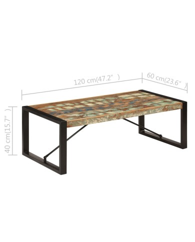 Table basse 120x60x40 cm Bois de récupération solide