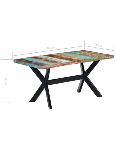 Table de salle à manger 160x80x75cm Bois de récupération massif