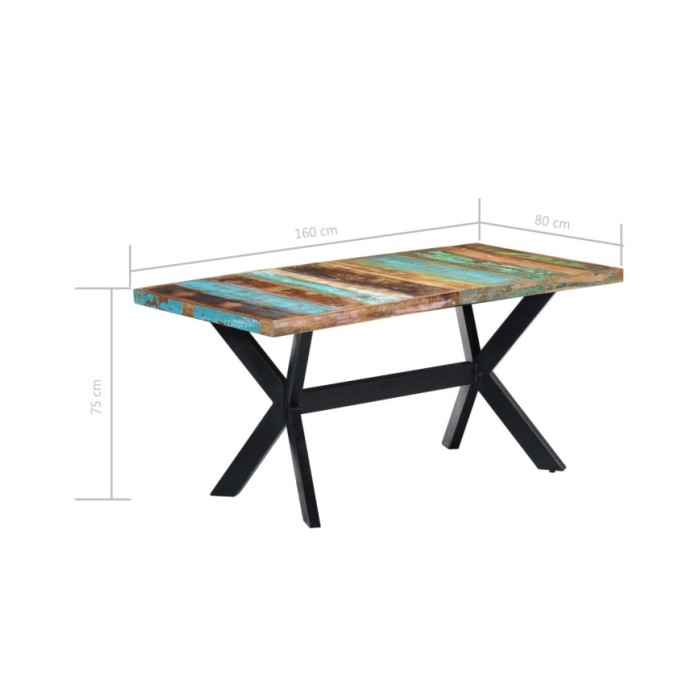 Table de salle à manger 160x80x75cm Bois de récupération massif