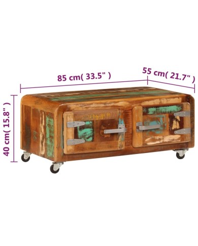 Table basse 85 x 55 x 40 cm Bois de récupération massif