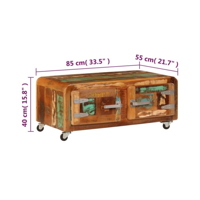 Table basse 85 x 55 x 40 cm Bois de récupération massif