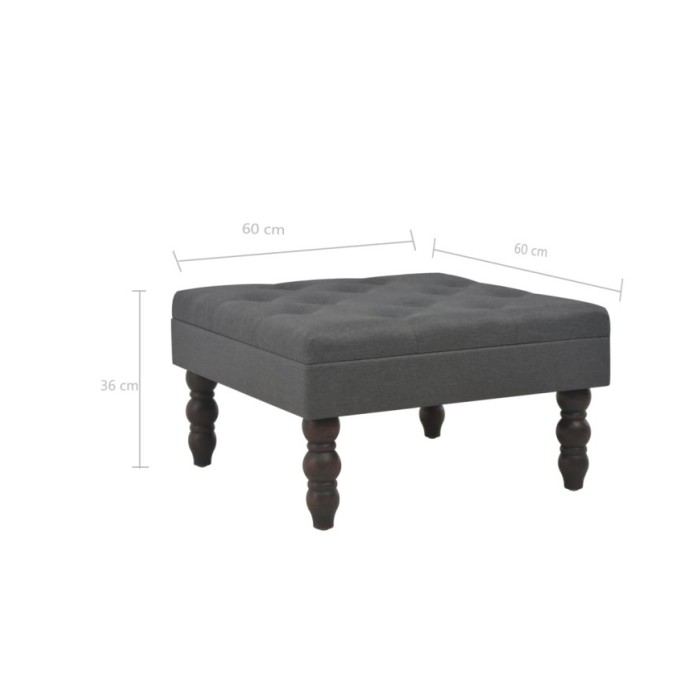 Tabouret Gris foncé 60x60x36 cm Polyester