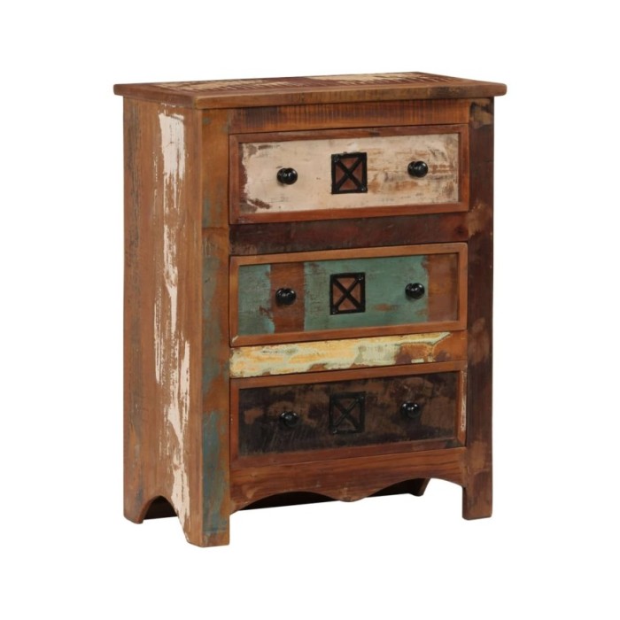 Coffre à tiroirs 60x30x75 cm Bois solide de récupération