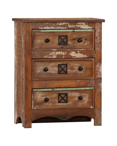 Coffre à tiroirs 60x30x75 cm Bois solide de récupération