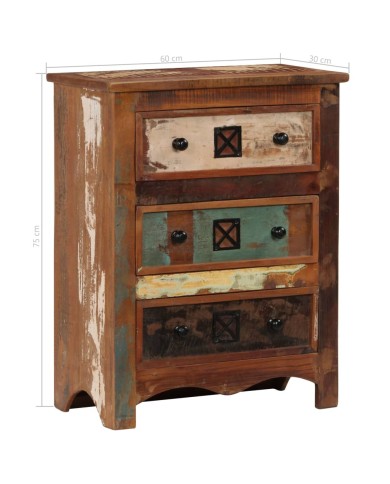 Coffre à tiroirs 60x30x75 cm Bois solide de récupération