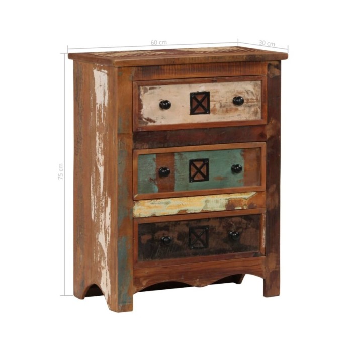 Coffre à tiroirs 60x30x75 cm Bois solide de récupération