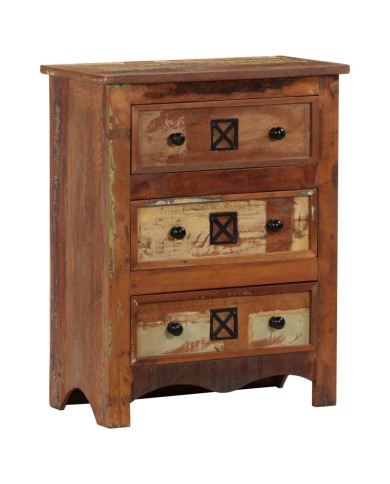 Coffre à tiroirs 60x30x75 cm Bois solide de récupération
