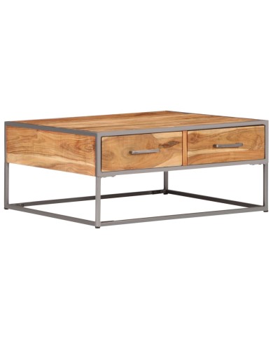 Table basse 75 x 75 x 35 cm Bois solide d'acacia