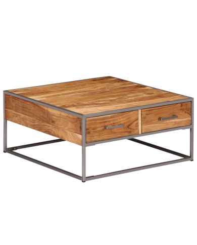 Table basse 75 x 75 x 35 cm Bois solide d'acacia