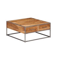 Table basse 75 x 75 x 35 cm Bois solide d'acacia