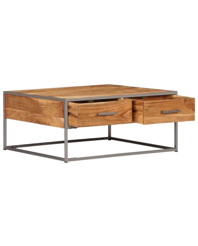 Table basse 75 x 75 x 35 cm Bois solide d'acacia