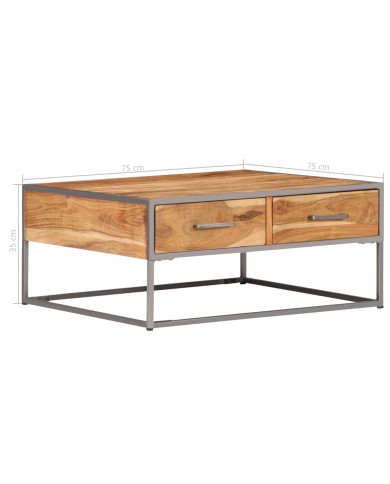 Table basse 75 x 75 x 35 cm Bois solide d'acacia