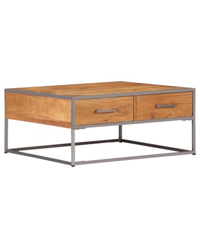 Table basse 75 x 75 x 35 cm Bois solide d'acacia