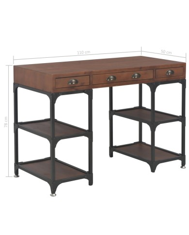 Bureau avec 3 tiroirs 110x50x78 cm Bois de sapin massif