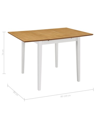 Table à dîner extensible Blanc (80-120) x 80 x 74 cm MDF