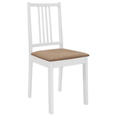 4 pcs Chaises à dîner avec coussins Blanc Bois solide