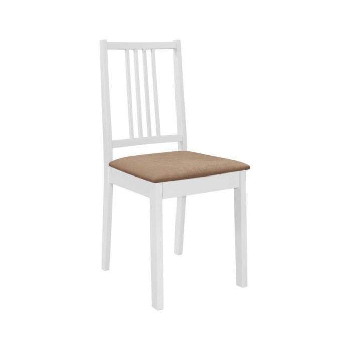 4 pcs Chaises à dîner avec coussins Blanc Bois solide