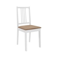 4 pcs Chaises à dîner avec coussins Blanc Bois solide
