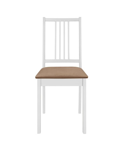 4 pcs Chaises à dîner avec coussins Blanc Bois solide