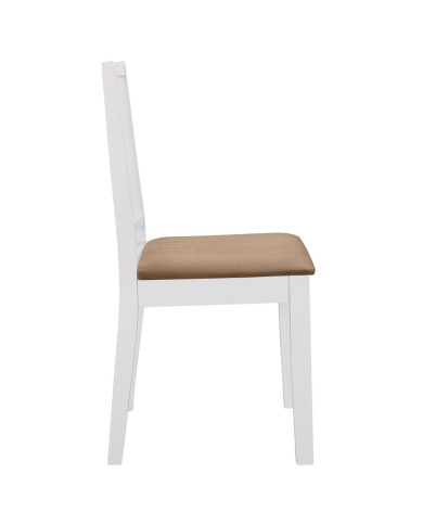 4 pcs Chaises à dîner avec coussins Blanc Bois solide