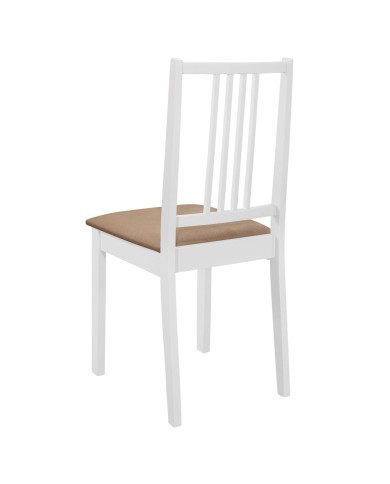 4 pcs Chaises à dîner avec coussins Blanc Bois solide