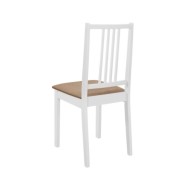 4 pcs Chaises à dîner avec coussins Blanc Bois solide