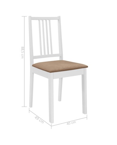 4 pcs Chaises à dîner avec coussins Blanc Bois solide