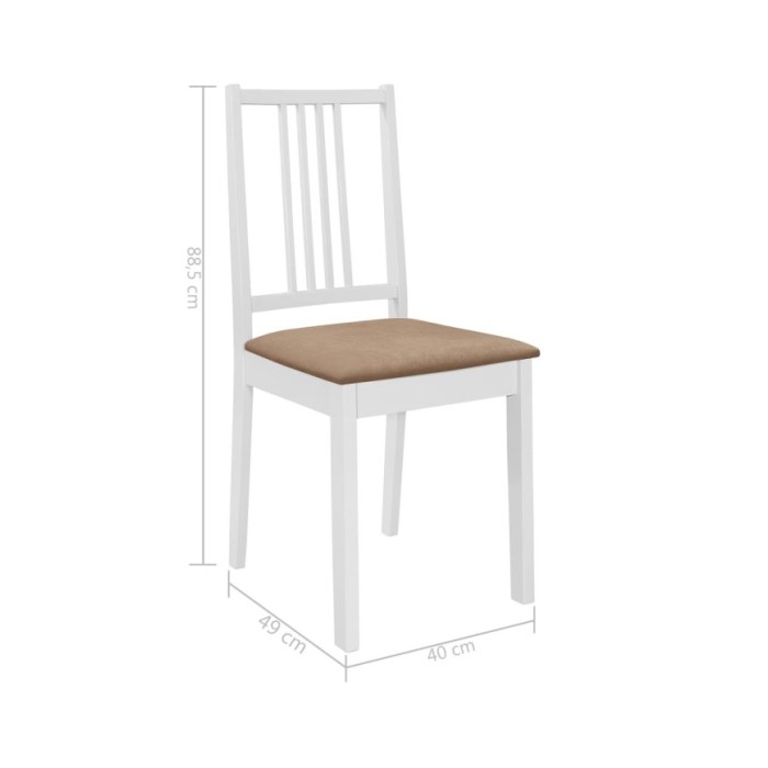 4 pcs Chaises à dîner avec coussins Blanc Bois solide
