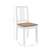 4 pcs Chaises à dîner avec coussins Blanc Bois solide