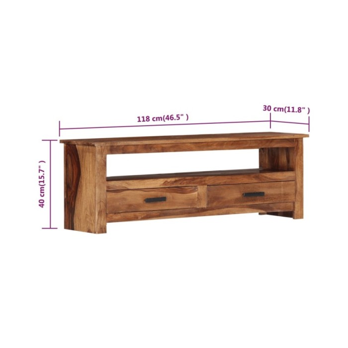 Meuble TV 118 x 30 x 40 cm Bois de Sesham massif