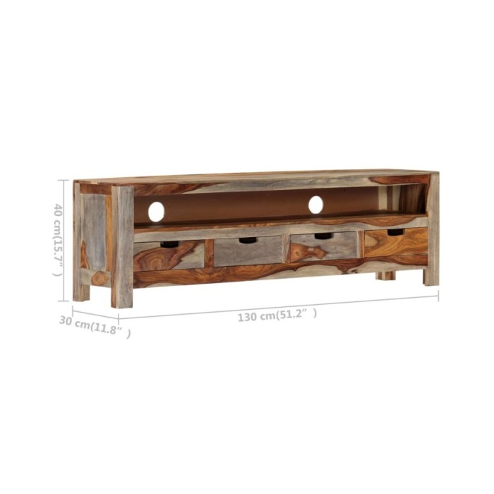 Meuble TV Bois massif de Sesham 130 x 30 x 40 cm