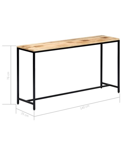 Table console 140 x 35 x 76 cm Bois de manguier massif brut