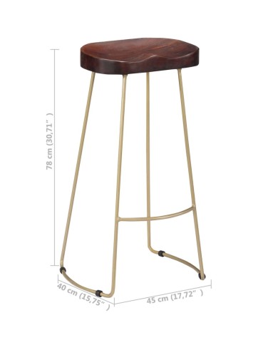 Tabourets de bar Gavin 2 pcs Bois de manguier massif