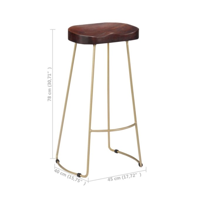 Tabourets de bar Gavin 2 pcs Bois de manguier massif