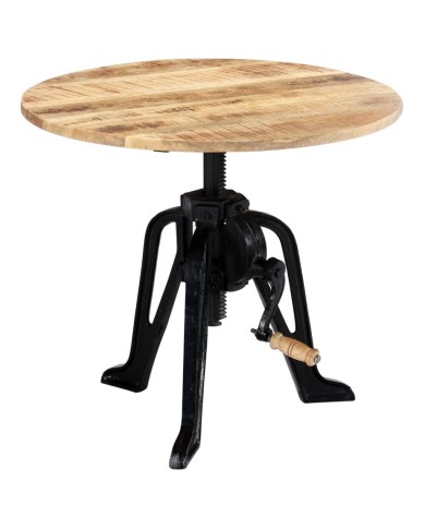 Table d'appoint 60x(46-63) cm Bois de manguier massif et fonte