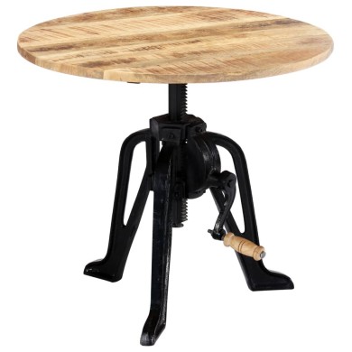 Table d'appoint 60x(46-63) cm Bois de manguier massif et fonte