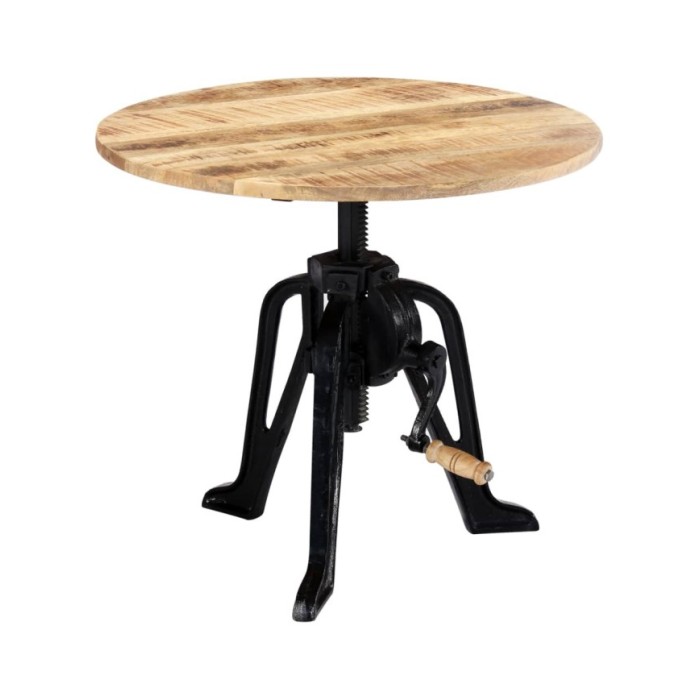 Table d'appoint 60x(46-63) cm Bois de manguier massif et fonte
