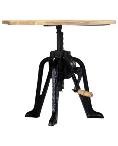 Table d'appoint 60x(46-63) cm Bois de manguier massif et fonte