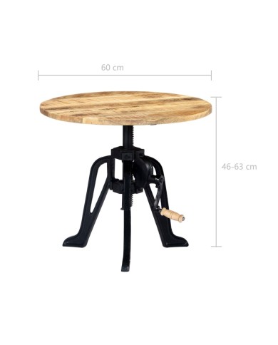 Table d'appoint 60x(46-63) cm Bois de manguier massif et fonte