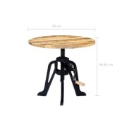 Table d'appoint 60x(46-63) cm Bois de manguier massif et fonte
