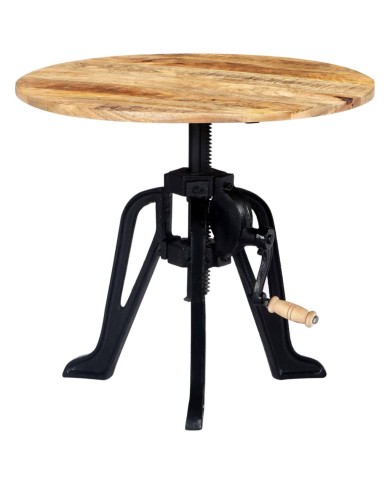 Table d'appoint 60x(46-63) cm Bois de manguier massif et fonte