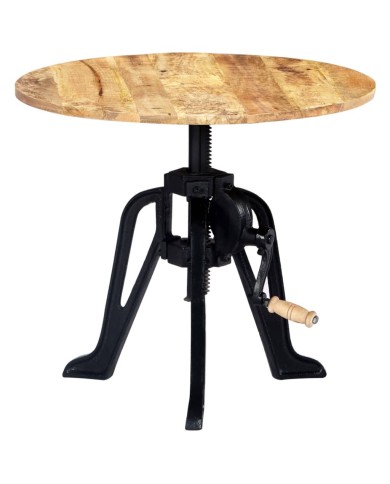 Table d'appoint 60x(46-63) cm Bois de manguier massif et fonte