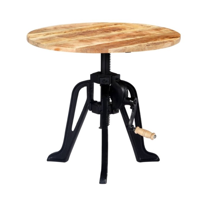 Table d'appoint 60x(46-63) cm Bois de manguier massif et fonte