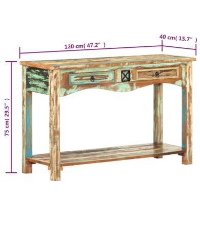 Table console 120x40x75 cm Bois solide de récupération