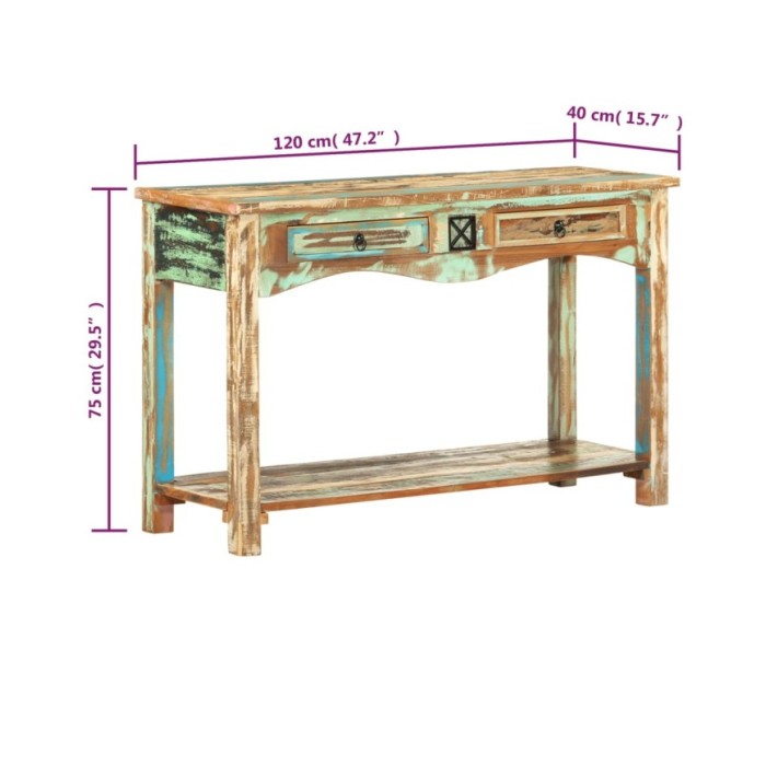 Table console 120x40x75 cm Bois solide de récupération