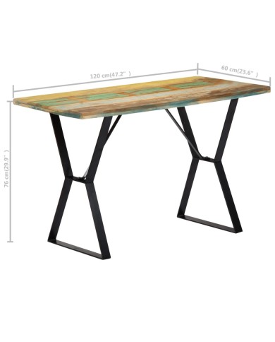 Table de salle à manger 120x60x76cm Bois de récupération massif