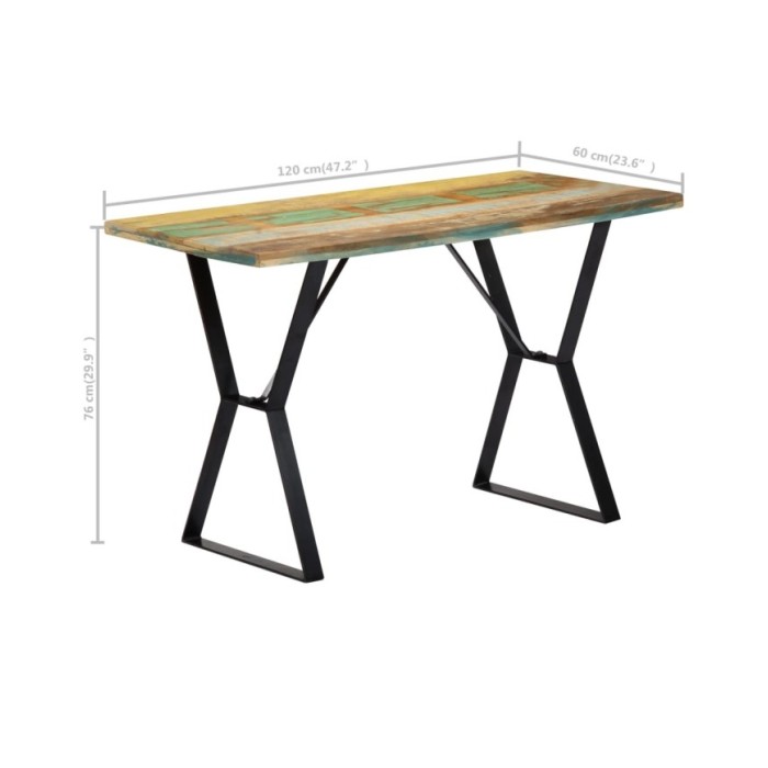 Table de salle à manger 120x60x76cm Bois de récupération massif