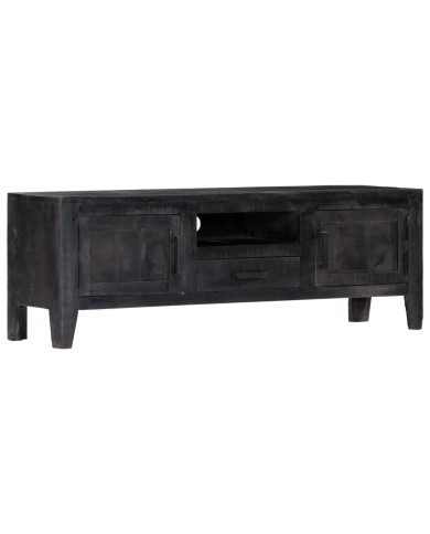 Meuble TV Noir 118 x 30 x 40 cm Bois de manguier massif 