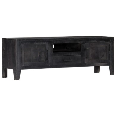 Meuble TV Noir 118 x 30 x 40 cm Bois de manguier massif 
