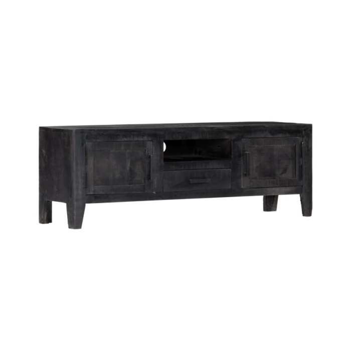 Meuble TV Noir 118 x 30 x 40 cm Bois de manguier massif 